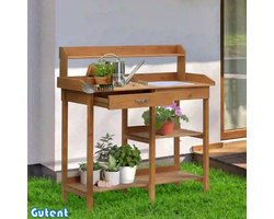 Gutent Tuintafel - bloementafel met dienblad - Garden Fir - Natuurlijk - 117 x 45 x 121 cm