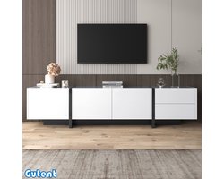 Gutent TV-kast - Glad - Zwart-Wit - met deuren en laden