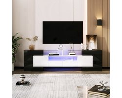 Gutent-Tv-meubel-laag model met ledverlichting-hoogglans-hoogglans wit en zwart