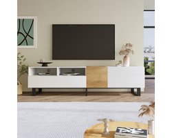 Gutent TV-meubel, Wit en houtlook, 180 x 50 x 38 cm, Minimalistisch ontwerp