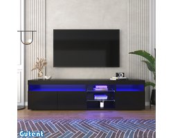 Gutent TV-meubel - Zwart Modern - Heldere panelen - Variabele LED-verlichting