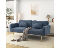 Gutent Tweepersoonsbank - verstelbare rugleuning - vergulde metalen poten - 2-in-1 meubel - Blauwgrijs