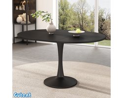 Gutent Uitschuifbare eettafel-ovaal-L100/140 x B100 x H75 cm-Modern minimalistisch-Zwart