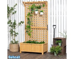 Gutent Verhoogd bloembed - met hekwerk en dak - Plantenbak - Weerbestendig - Hout - 90 x 45 x 183 cm - Bruin