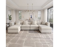 Guyii bank - Velvet de bank - Modern Oversized De Bank for Woonkamer met 4 Kussens , 6-zitbank de Bank voor woonkamer