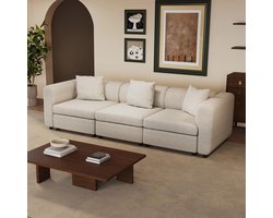 Guyii bank,De bank Velvet, Modern Oversized De Bank for Woonkamer met 3 Kussens Kussens, 3-zitbank de Bank voor woonkamer, Klein Appartement, Lounge, Modulaire Familiebanken Beige，sofa (3 zitplaatsen (Geen voetstoelen))