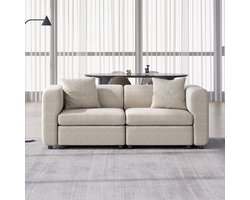 Guyii bank,Velvet de bank, Modern Oversized De Bank for Woonkamer met 2 Kussens Kussens, 2-zitbank de Bank voor woonkamer, Klein Appartement, Lounge, Modulaire Familiebanken Beige，sofa (2 zitplaatsen)