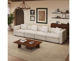 Guyii bank,Velvet de bank, Modern Oversized De Bank for Woonkamer met 4 Kussens Kussens, 4-zitbank de Bank voor woonkamer, Klein Appartement, Lounge, Modulaire Familiebanken Beige，sofa (4 zitplaatsen (Geen voetstoelen))