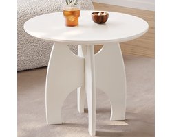 Guyii Bijzettafels Woonkamer Meubels, theetafel Witte Circular Side Tafel 60.6*60.6*50cm - Kleine Koffietafel - Bank zijtafel, Modern Minimalistisch Design, Geschikt voor het balkon、Woonkamer、Slaapkamer en Studio，side table