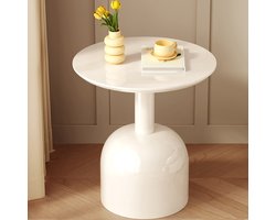 Guyii Bijzettafels Woonkamer Meubels,58*58*63cm Round Side Table, theetafel - Kleine Koffietafel - Bank zijtafel Witte, Modern Minimalistisch Design, Geschikt voor het balkon、Woonkamer、Slaapkamer、Studio en Corners，side table