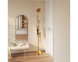 Guyii Goudkleurige Staande Kapstok – Metalen Kledinghanger – Stabiele Ronde Voet – 185,5 cm Hoog – Voor Hal, Woonkamer en Slaapkamer