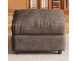 Guyii Meubella bank Voetbank met zachte – 68×68×44 cm – Koffiekleurige fluwelen hocker met opbergruimte – Moderne poef voor woonkamer of slaapkamer