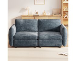 Guyii Meubella Bank,2-Zitsbank – Comfortabele Tweezitsbank met Armleuningen – 165cm*77cm*83.5cm –Comforabele Blauwe Stofbank