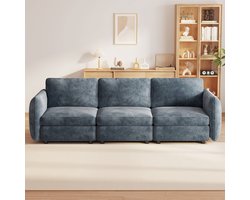 Guyii Meubella Bank,3-Zitsbank – Comfortabele Tweezitsbank met Armleuningen – 165cm*77cm*83.5cm –Comforabele Blauwe Stofbank