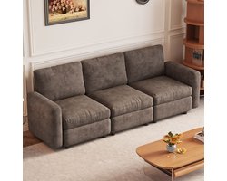 Guyii Meubella bank,Moderne 3-zitsbank in koffiekleur – Zachte sponsvulling, stabiele poten, comfortabel en ademend – sofa Afmetingen 229×85×77cm