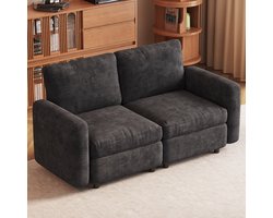 Guyii Meubels bank,Moderne 2-zitsbank in donkergrijs – Zachte sponsvulling, stabiele poten, comfortabel en ademend – Afmetingen 161 cmsofa