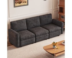 Guyii Meubels bank,Moderne 3-zitsbank in donkergrijs – Zachte sponsvulling, stabiele poten, comfortabel en ademend – Afmetingen 229 cm sofa