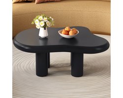 Guyii Salontafel 91 cm - Meubella Salontafel wolk zwart - minimalistische midden theetafel voor de woonkamer - onregelmatige Koffietafel met vier poten