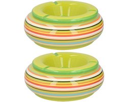 G.Wurm - Storm asbak - 2x stuks - Keramiek groen/multi-kleur 17 x 8 cm
