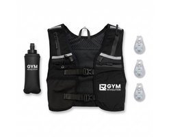 Gym Revolution - Hardloopvest met Verlichting en Waterfles - Reflecterend running vest met telefoonhouder - 3 LED Lampjes - Ultralicht - Zwart - One Size
