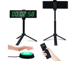 Gym Timer Klok voor Home Gym, Fitness Timer met Stopwatch Knop, Grote Digitale Stopwatch Countdown Klok, 12/24H Digitale Wandklok, met Stand