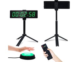 Gym Timer Klok voor Home Gym, Fitness Timer met Stopwatch Knop, Grote Digitale Stopwatch Countdown Klok, 12/24H Digitale Wandklok, met Stand