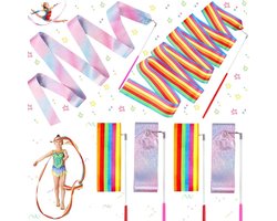 Gymnastiek Lint Toverstokken voor Kinderen - Dansen Linten - Sprankelend Gymnastieklint - Kleurrijk Danslint - 2 m Gymnastiekband - Danslint Streamers - Plezierige Dans Accessoires