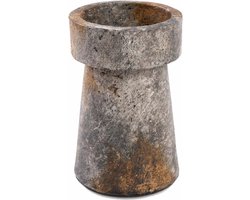 Gypsy Kaarshouder L - Antiek Grijs - Terracotta Kandelaar - Aardewerk - Bold Statement - 13cm x 13cm x 20cm