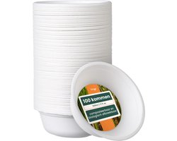 Haago – 100 Suikerriet Schalen, 500ml – Sterk Bagasse Papier – Biologisch Afbreekbaar & Thuis Composteerbaar – Voor Warm & Koud Eten