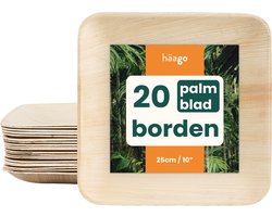 Haago – 20 Palmblad Borden, 25cm Vierkant – 100% Natuurlijk, Biologisch Afbreekbaar & Composteerbaar – Magnetronbestendig