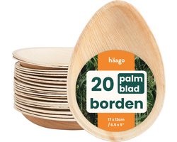 Haago – 20 Palmblad Dessertborden, 15cm – 100% Natuurlijk, Biologisch Afbreekbaar & Composteerbaar – Magnetronbestendig