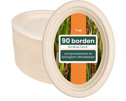 HAAGO 90 Ovale Biologisch Afbreekbare Borden van Suikerriet, 26cm - Milieuvriendelijk en Thuis Composteerbaar