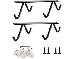 Haak Koffiekop Hangers Theekop Organisator en Droogrek - Set van 2 Packs - voor Mokken, Koffiekop, Bier Mok - Keukengerei Display - Onder Kast Hangrek koffie rek