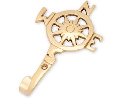 Haak kompas roos messing goud - Wandhaak voor planken en handdoeken