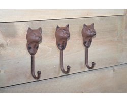 Haakje kat - set van 3 stuks - gietijzer - roestbruin - Esschert Design