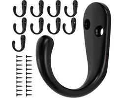 haakjes - Ophanghaken - robuuste - Retro kapstokhaken - Haakjes zwart - Jas haak - Sleutelhaak - Wandhaak - Muurhaak - Handdoekhaakjes - Kledinghaak - voor het ophangen van handdoeken, tassen, hoeden, petten, sjaals, kopjes - 10 stuks -zwarte