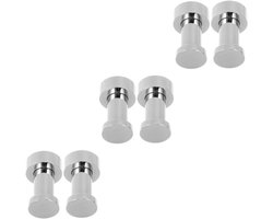 Haakjes Voor Handdoeken - Wandhaken Deurhangers - Opbergen Kleding - Verchroomde Messing - 6 Stuks - Zilver