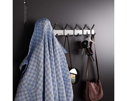 Haaklijst, roestvrij staal, kledinghaken, geborstelde look, dubbele haken, tot 30 kg belastbaar, zilver, 6 haken, 2 stuks