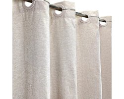 Haakloze douchegordijn 90x200 linnenlook kunstleer zwaar beige, smal badgordijn textiel stof waterafstotend wasbaar in de machine, breedte 90 x hoogte 200cm