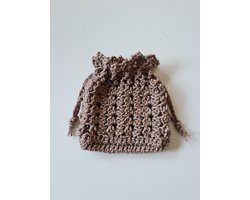 Haaksels&Kralen - Geurzakje gehaakt - exclusief amberblokje - woonaccessoire - kleur taupe