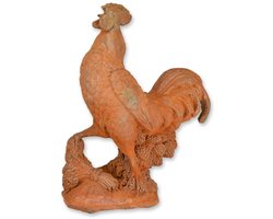 Haan beeld Gietijzer – robuust en roestkleurig tuindecoratie beeld – vintage landelijke haan sculptuur voor binnen en buiten