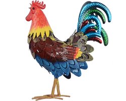 Haan beeldjes tuindecoratie - indoor metalen kip sculptuur - tuin kunst voor outdoor boerderij patio gazon terug tuin huisdecoraties - rood - creatieve tuinaccessoires