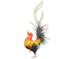 Haan - ijzener Beeld - Wanddecoratie - Hanen Sculptuur - Decoratie - 10x45x103