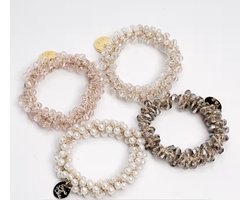 Haar Elastiekjes met Kristal & Parel Kralen – Set van 4 – Luxe Haaraccessoires – Elegant & Trendy
