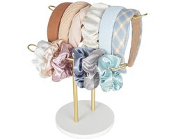 Haaraccessoires - Haarband Organizer - 2 Etages Standaard - Metaal Houder voor Haarelastiekjes - Kaptafel Opberger voor Meisjes en Vrouwen - Goud