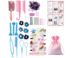 Haaraccessoires Set Kinderen – 60+ Delig | Haarspeldjes, Scrunchies, Haarclips, Kammen & Elastiekjes | Hoogwaardig Materiaal | Compleet Kapper Speelgoed Cadeau Meisje