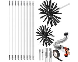 Haardborstel Set - Schoorsteen Reiniger - Schoorsteen Onderhoud - Flexibele Nylon Stangen - 150 mm Diameter - Niet gespecificeerd