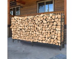 Haardhout Rek - 233 cm Metaal Zwaar Uitgevoerd Brandhoutblokrek - Lange Grote Opslaghouder - Stabiel en Weerbestendig - Voor Binnen en Buiten - 295 kg Capaciteit