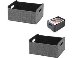 Haardhoutopslag - Houtopberging Vilten mand opslag 2 stuks opvouwbare organizer - kleine speelgoedmand - brandhoutmand - vilten box opbergdoos - handgrepen voor speelgoed kleding haardhout kranten