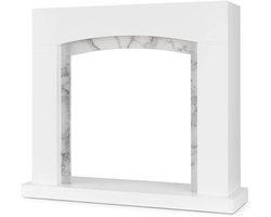 Haardombouw - Schoorsteenmantel Openhaard Decoratie - Sfeervol Interieur - MDF met Marmerdecor - 93.5 x 87.5 cm - Wit